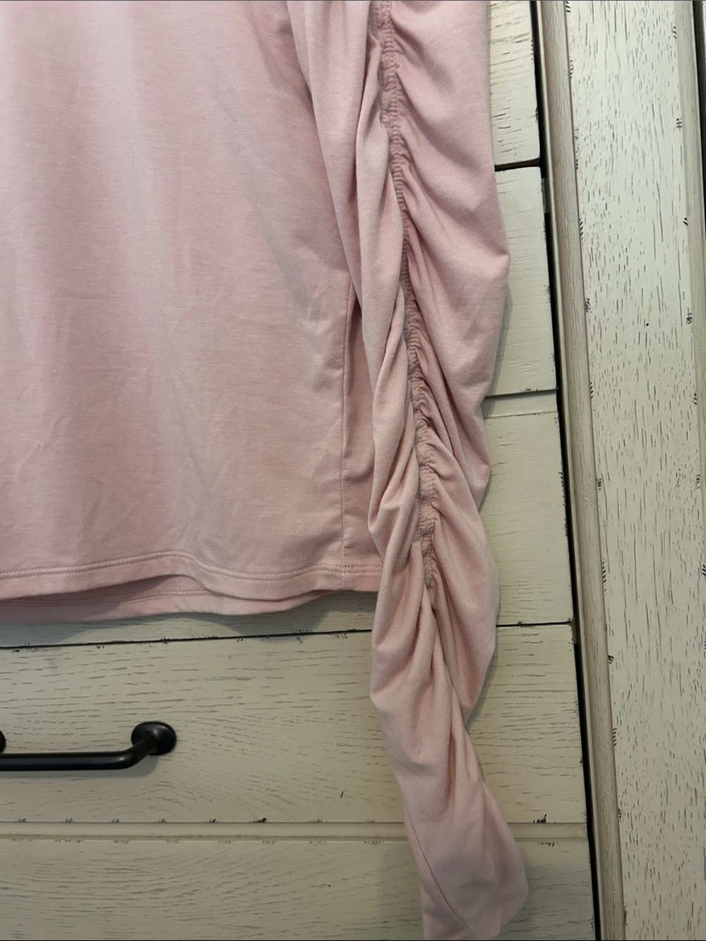 Athleta Small Pale Pink Long-Sleeve Crew Top with ruffle sleeves - Picture 3 of 4